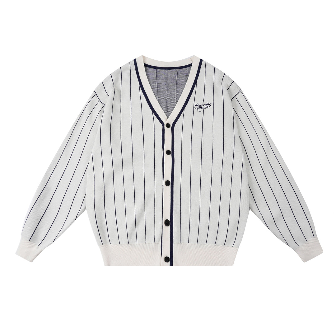 S45 Vertical Stripe Logo Knit Cardigan | Face 3 Face