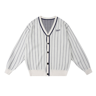 S45 Vertical Stripe Logo Knit Cardigan | Face 3 Face