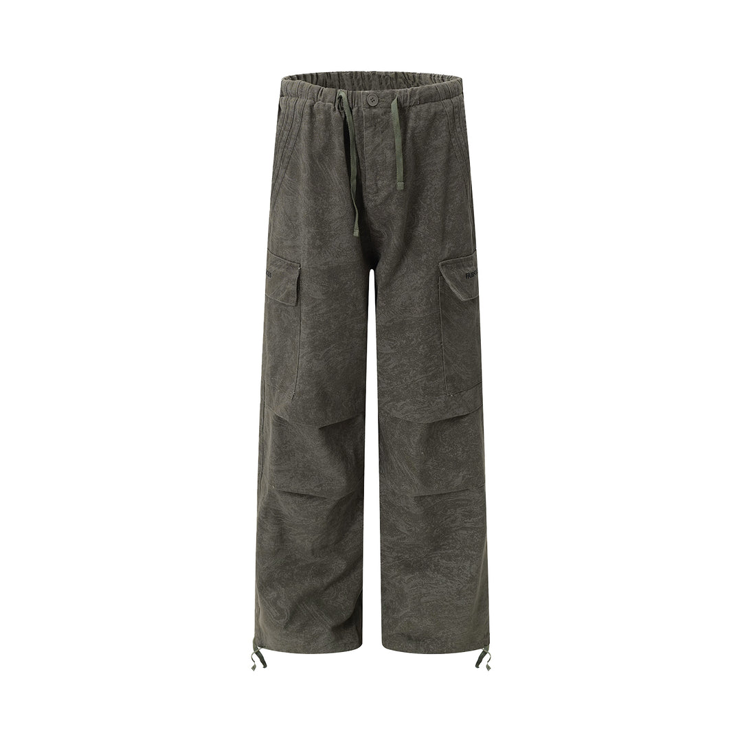 F3F Select Marble Print Drawstring Baggy Cargo Pants | Face 3 Face