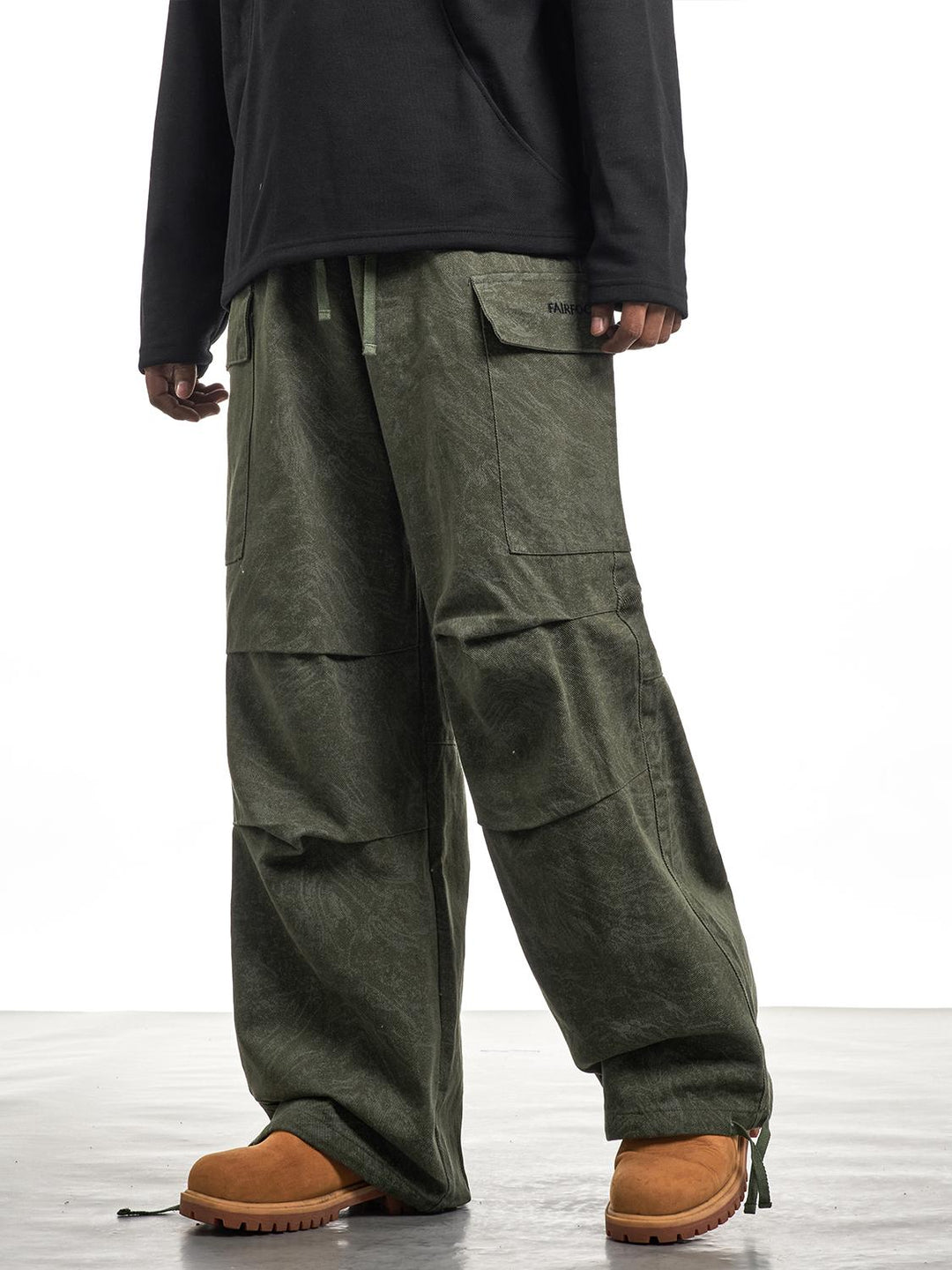 F3F Select Marble Print Drawstring Baggy Cargo Pants | Face 3 Face