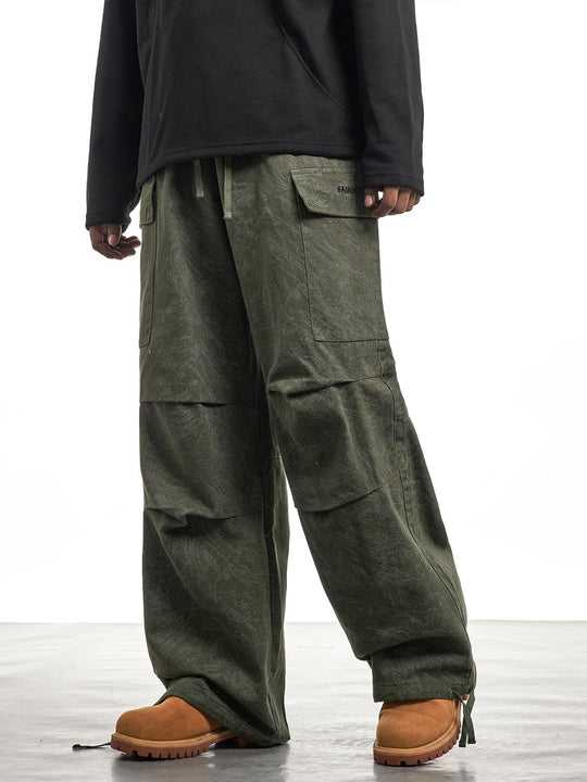 F3F Select Marble Print Drawstring Baggy Cargo Pants | Face 3 Face