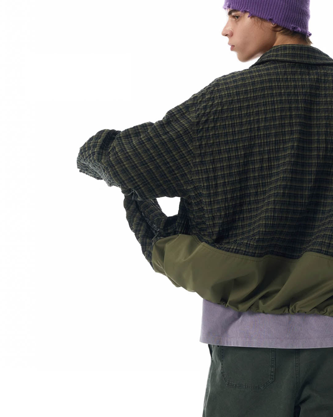 JHYQ Vintage Plaid Patchwork Long Sleeved Shirt | Face 3 Face