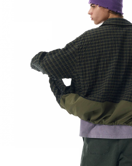 JHYQ Vintage Plaid Patchwork Long Sleeved Shirt | Face 3 Face