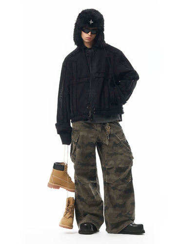 JHYQ Pleated Light Camouflage Adjustable Leg Baggy Cargo Pants | Face 3 Face