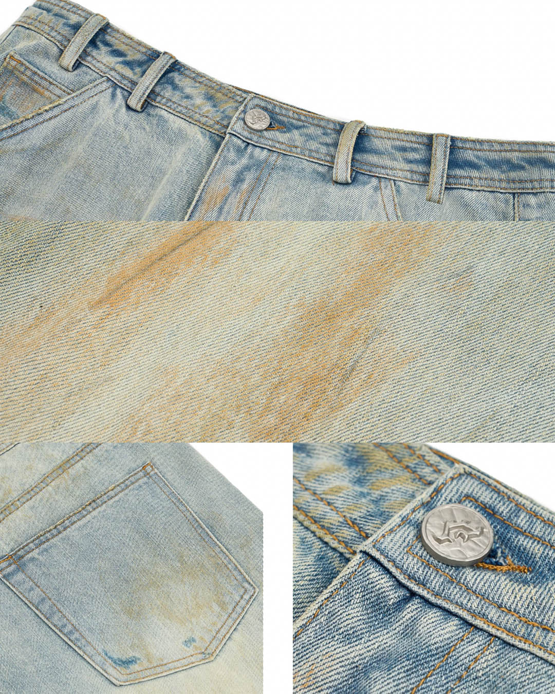 JHYQ Vintage Dirty Dyed Washed Baggy Jeans | Face 3 Face