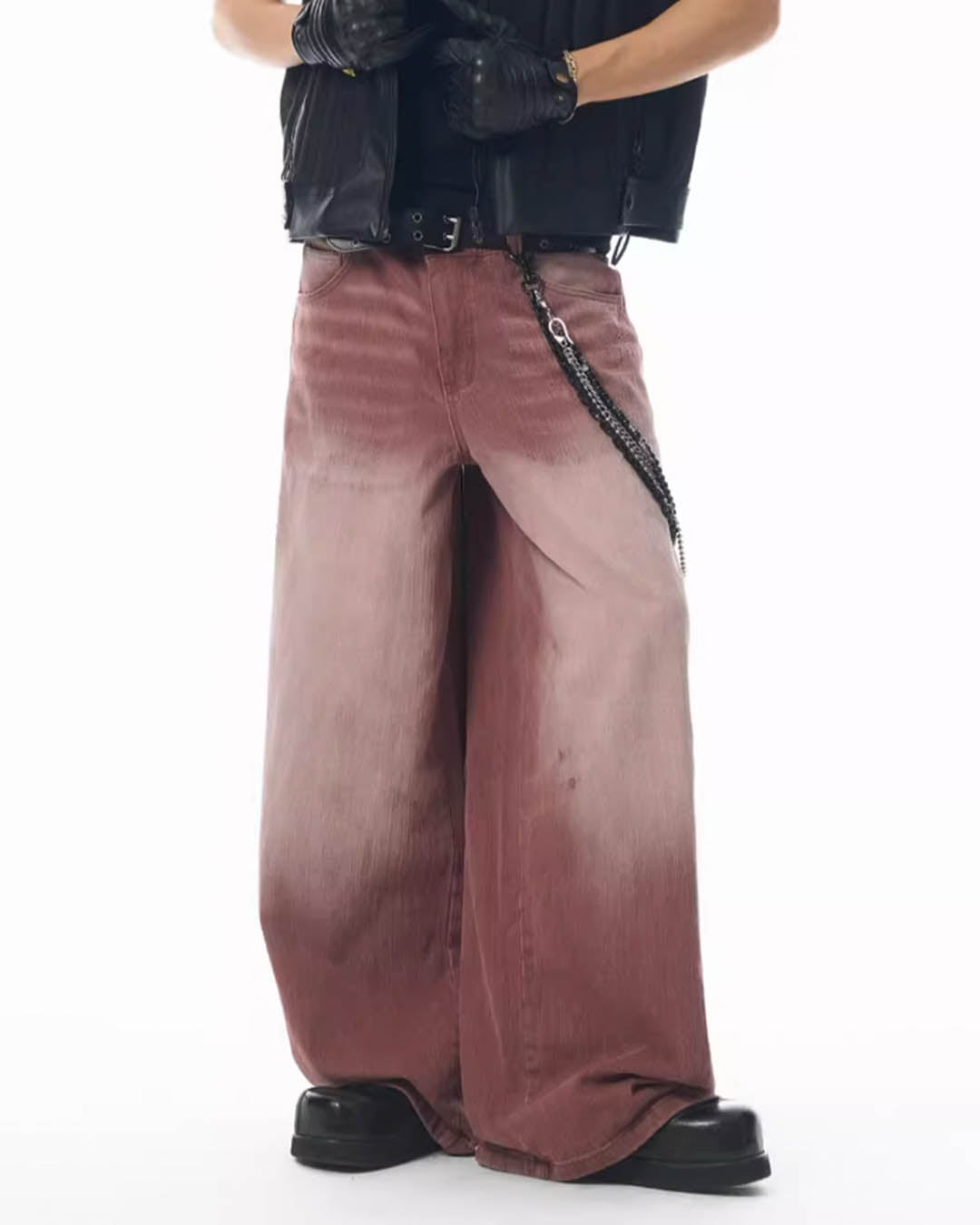 JHYQ Bordeaux Red Wash Baggy Jeans | Face 3 Face