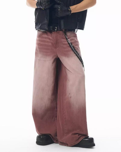 JHYQ Bordeaux Red Wash Baggy Jeans | Face 3 Face