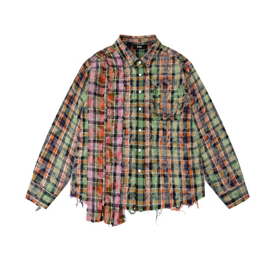 S45 Patchwork Plaid Long Sleeved Shirt | Face 3 Face