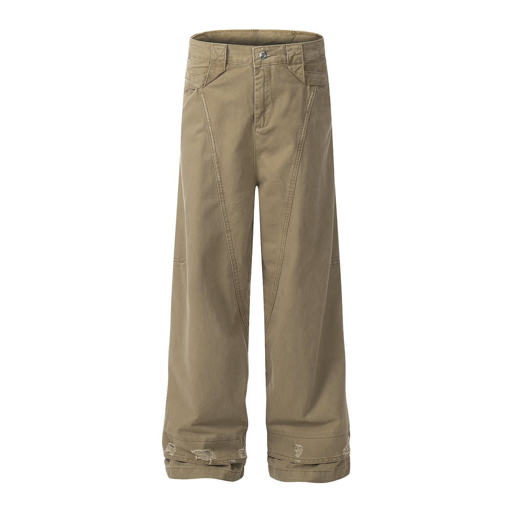 F3F Select Khaki Baggy Vertical Cut Work Pants | Face 3 Face