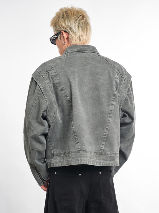 F3F Select Deconstructed Stitching Washed Denim Jacket | Face 3 Face