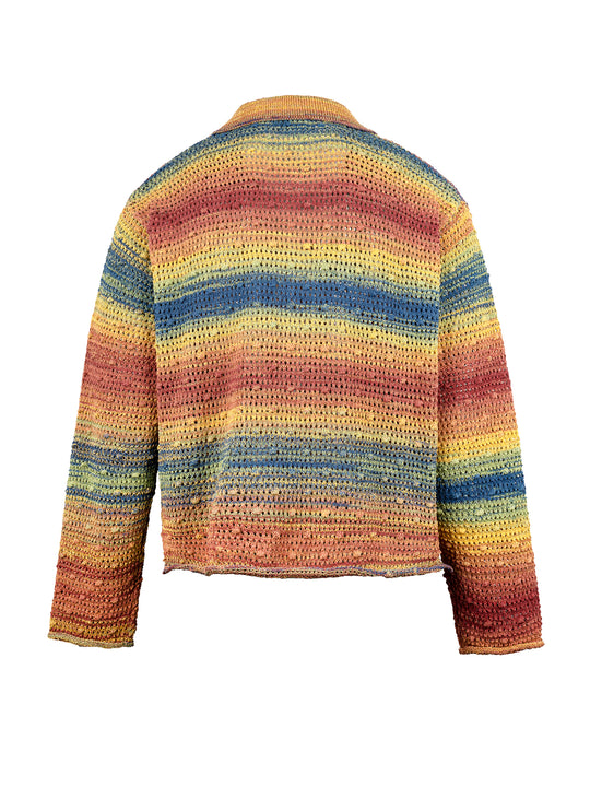EVILKNIGHT(EK) Rainbow Dyeing Drum Wave Knit Sweater