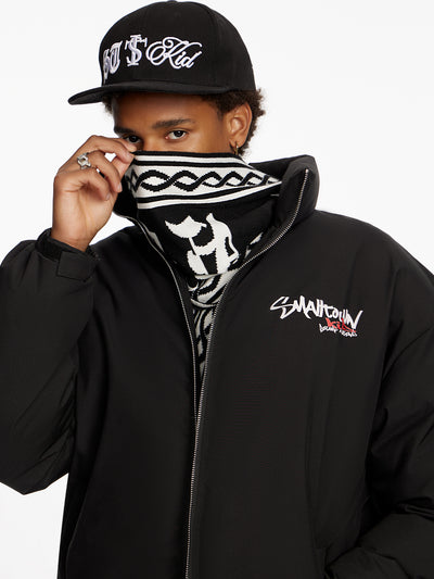 Small Town Kid Graffiti Stand Collar Puffer Jacket | Face 3 Face