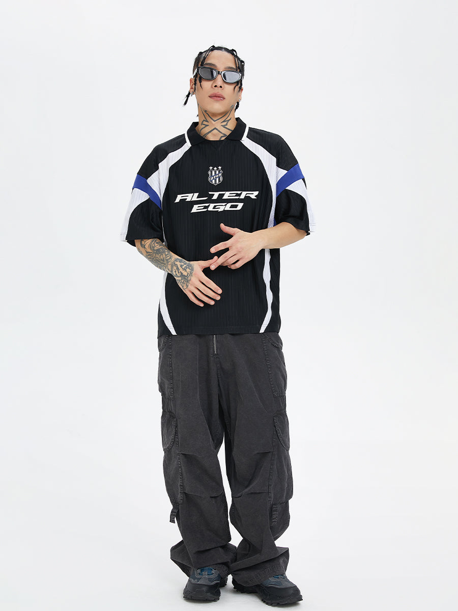 F2CE Splicing Collision Color Uniform Polo Shirt