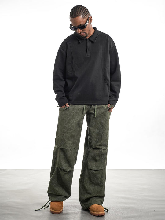 F3F Select Marble Print Drawstring Baggy Cargo Pants | Face 3 Face