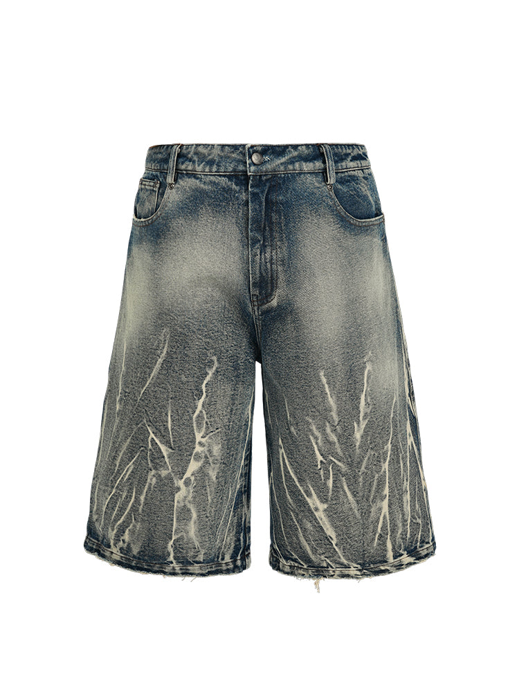 ANTIDOTE Lightning Pattern Denim Shorts