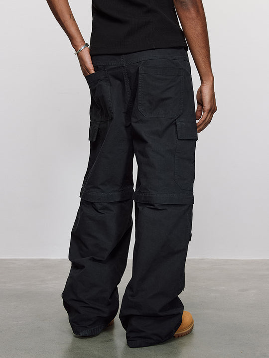 ANTIDOTE Removable Canvas Plaid Pocket Work Cargo Jeans