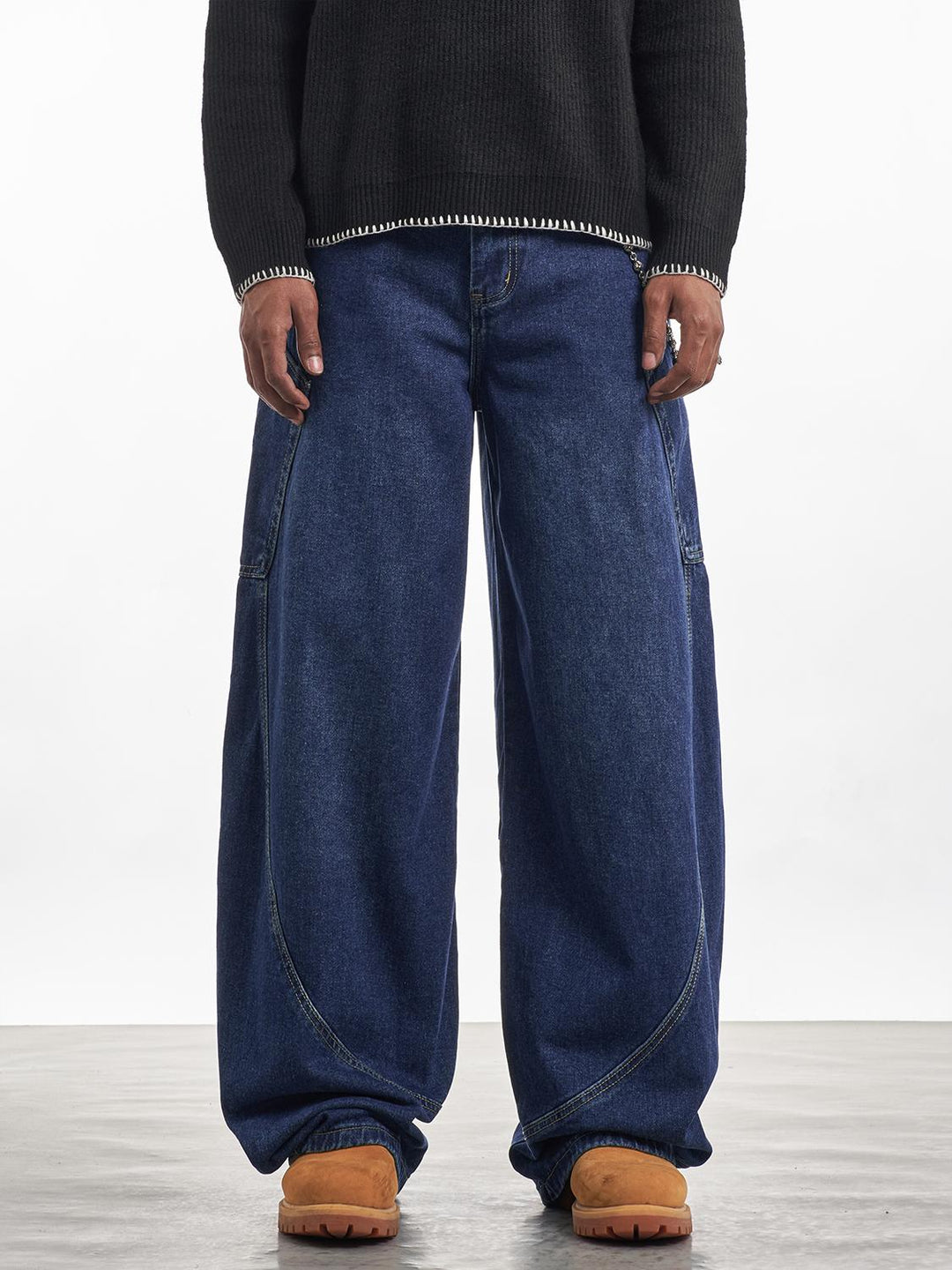 F3F Select Dark Blue Baggy Large Back Pocket Jeans | Face 3 Face