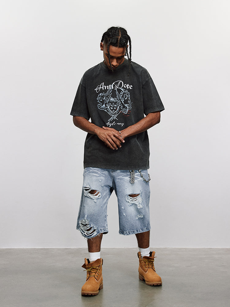 ANTIDOTE Angel Tears Printed Washed Vintage Tee
