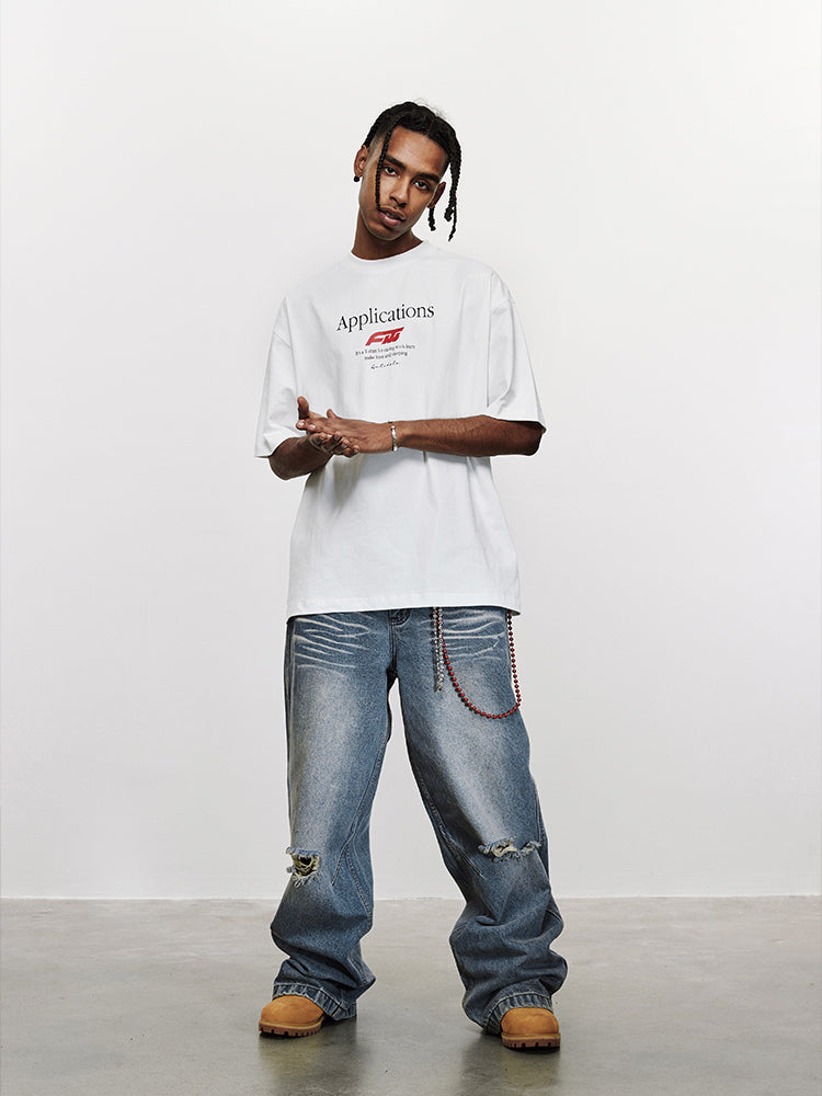 ANTIDOTE Washed Slash Ripped Denim Jeans