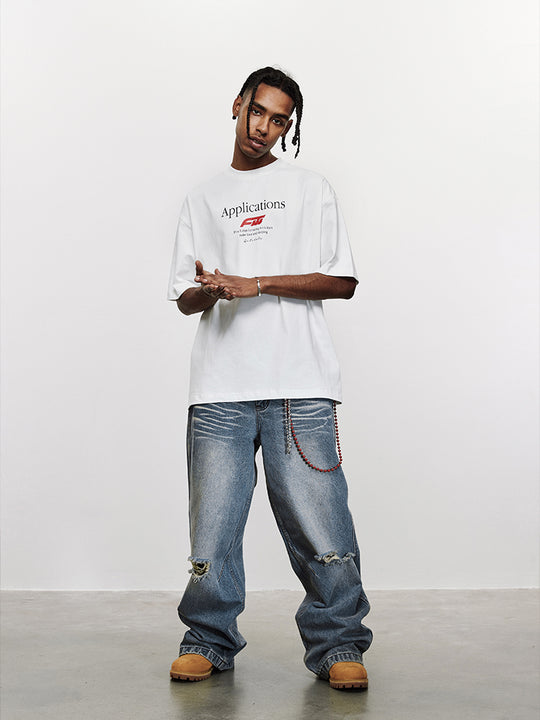 ANTIDOTE Washed Slash Ripped Denim Jeans