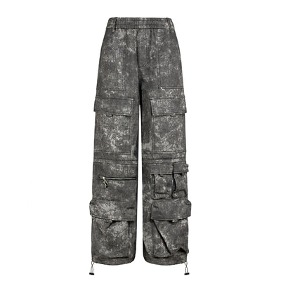 Small Town Kid Dirty Dye Multi Pocket Work Cargo Pants | Face 3 Face