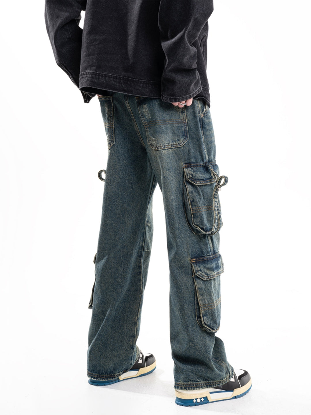 F3F Select Flutter Belt Design Functional Work Cargo Jeans