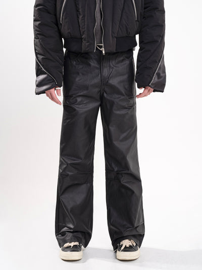 F3F Select Micro Flare Black Textured Leather Pants