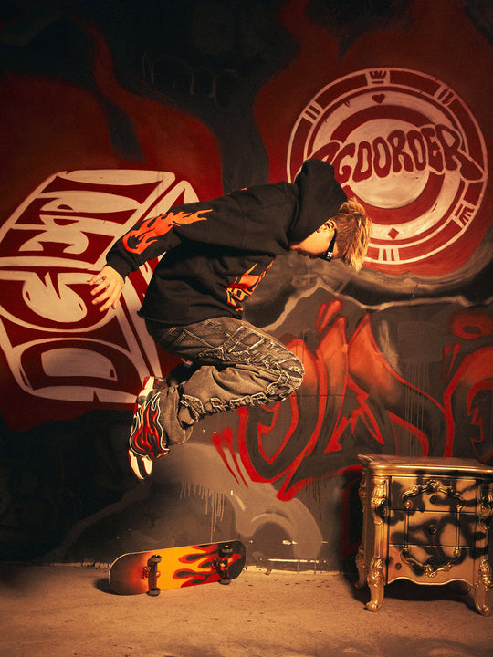 DICETINY x OLD ORDER Flame Dice Foam Printing Hoodie | Face 3 Face