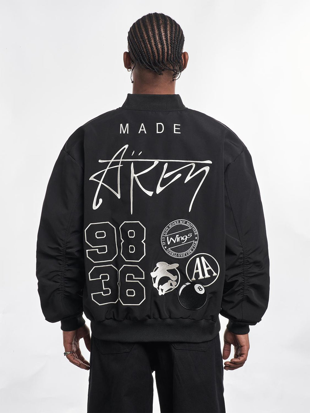 F3F Select Letter Embroidered Bomber Jacket | Face 3 Face
