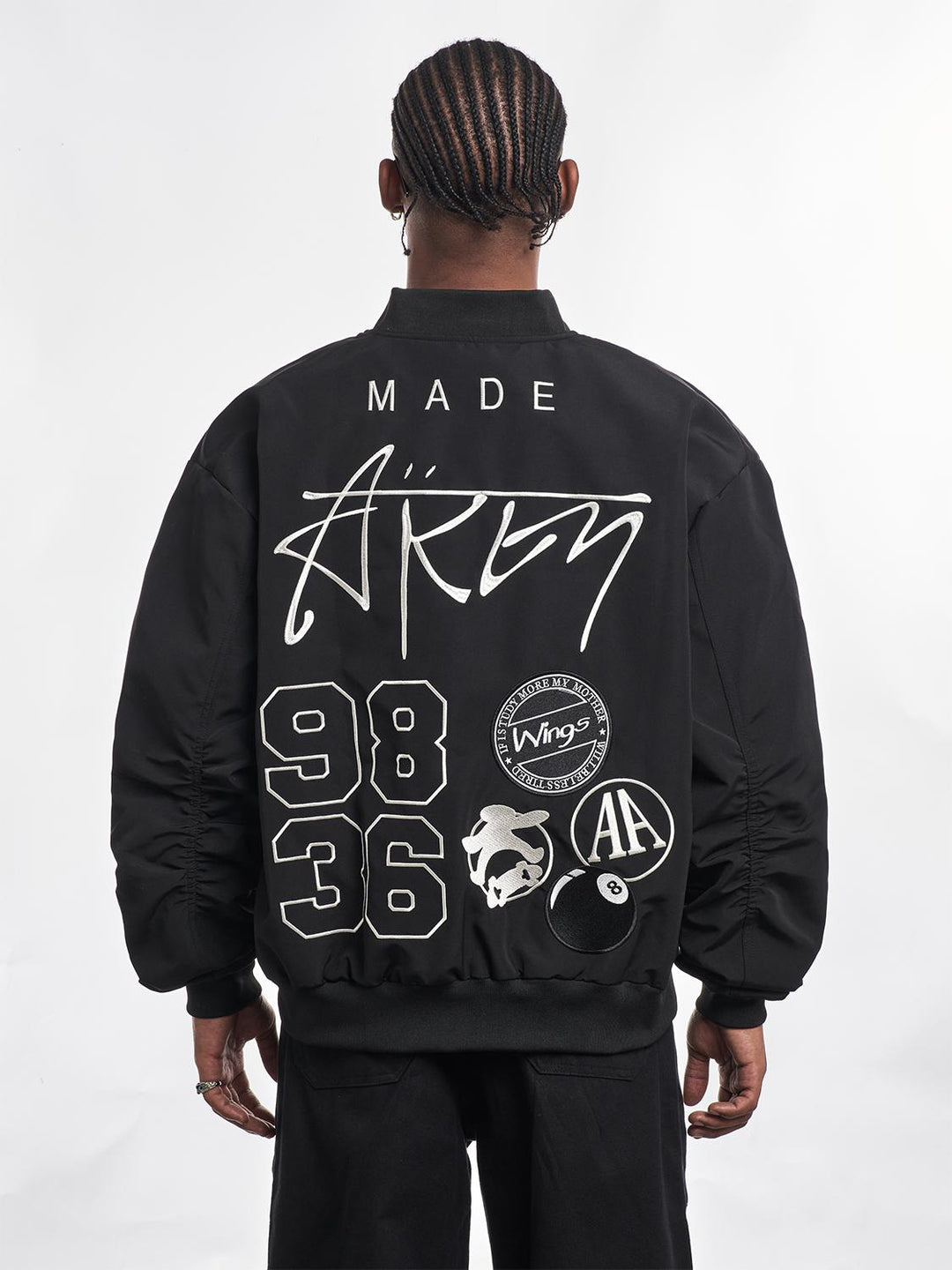 F3F Select Letter Embroidered Bomber Jacket | Face 3 Face