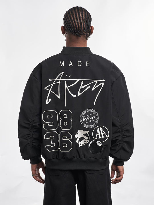 F3F Select Letter Embroidered Bomber Jacket | Face 3 Face