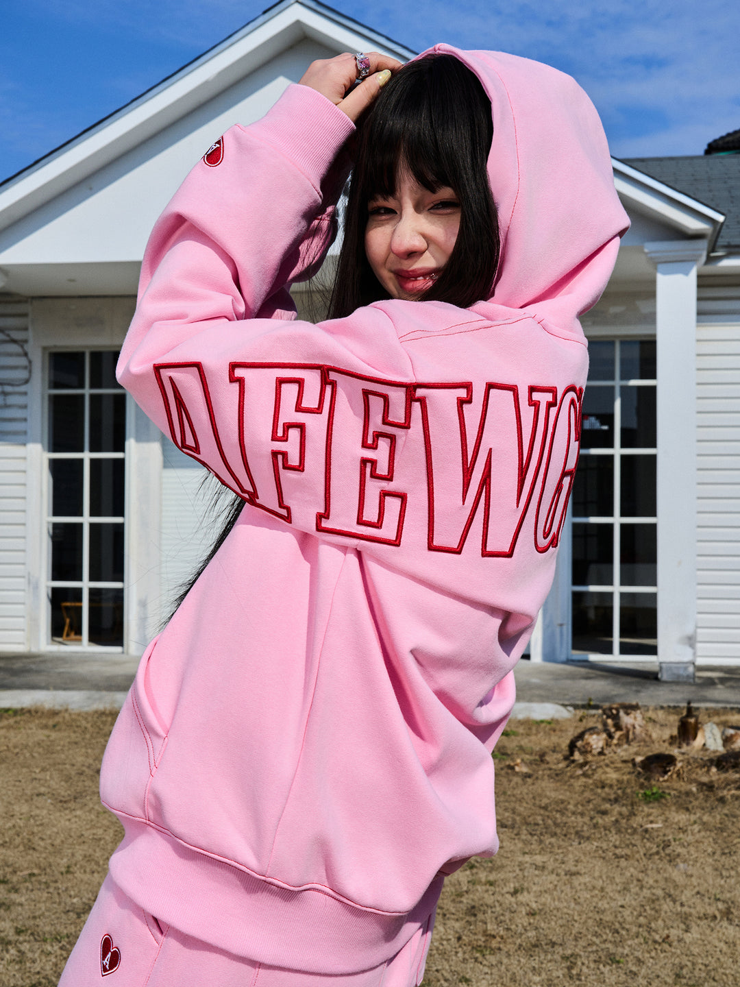 AFGK Big Logo Heart Embroidery Zipper Hoodie