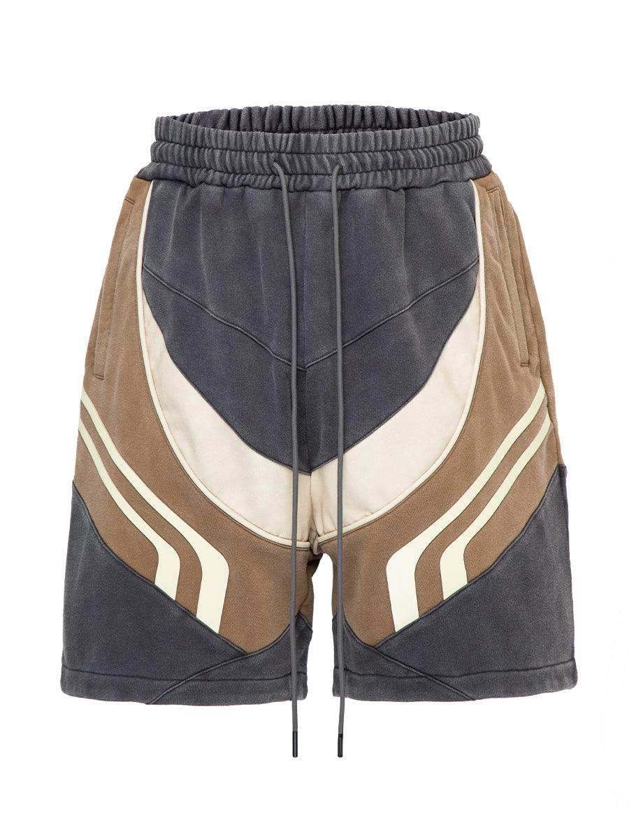 F2CE Distressed Stitching Contrast Sweat Shorts