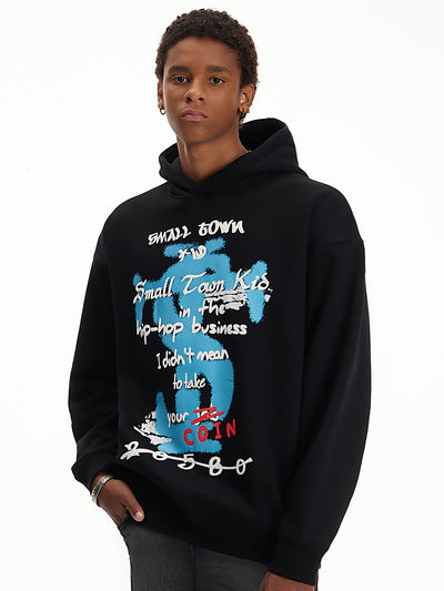 Small Town Kid Graffiti Font Print Hoodie | Face 3 Face