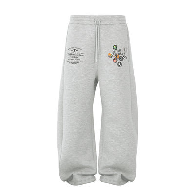 Small Town Kid Badge Printed Baggy Sweatpants | Face 3 Face