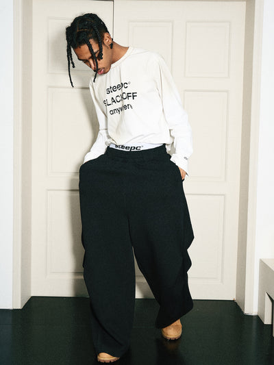 STEEPC Dimensional Cut Pleated Baggy Sweatpants | Face 3 Face