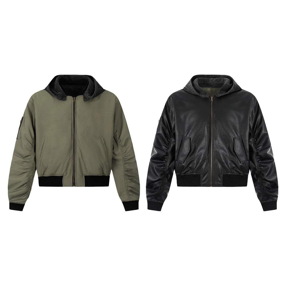 F3F Select Reversible PU Leather MA-1 Bomber Jacket | Face 3 Face