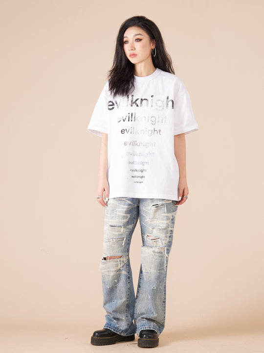 EVILKNIGHT(EK) Slogan Printed Tee
