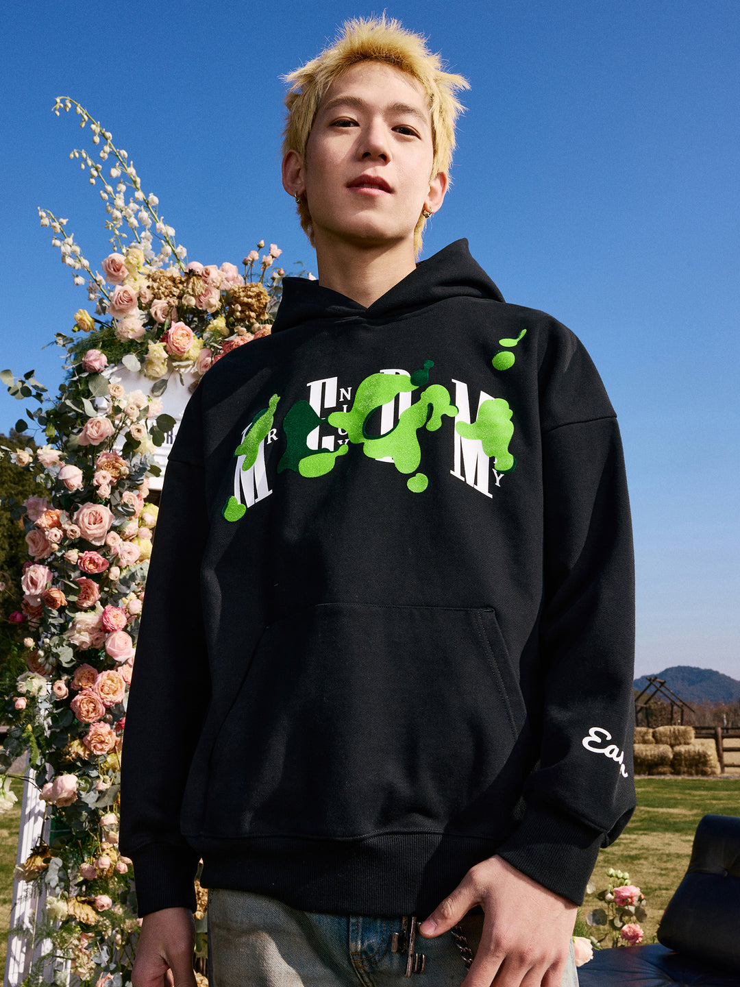 MEDM Grass Flocked Printed Hoodie