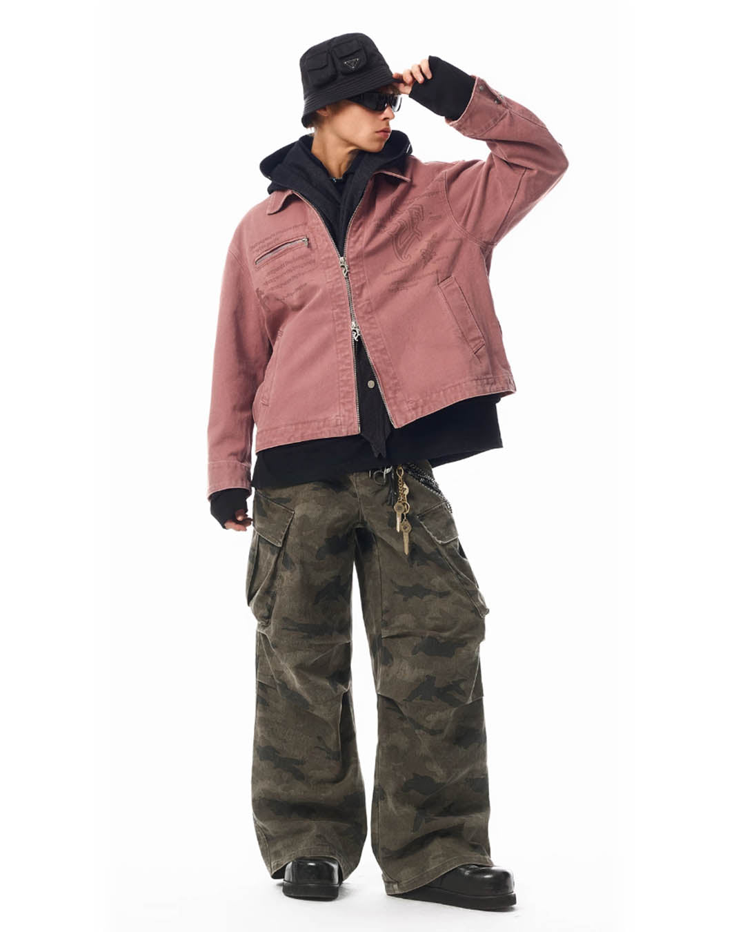 JHYQ Pleated Light Camouflage Adjustable Leg Baggy Cargo Pants | Face 3 Face