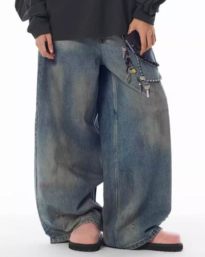 JHYQ Distressed Contrast Dyed Holes Baggy Jeans | Face 3 Face