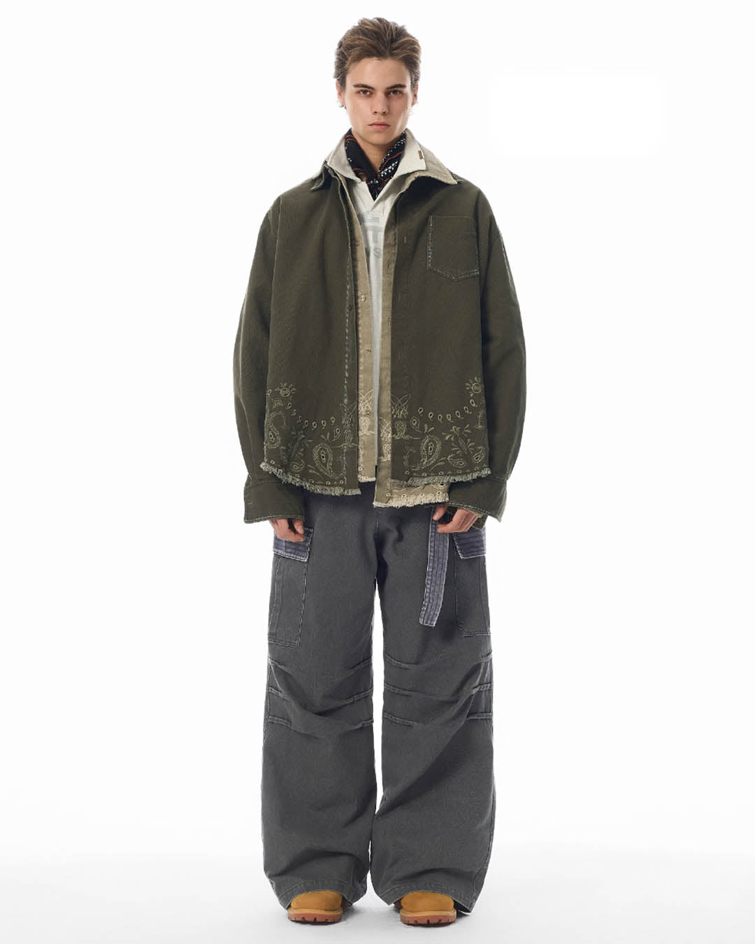 JHYQ Contrast Color Pleated Baggy Cargo Pants | Face 3 Face