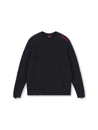 DICETINY Destruction Logo Embroidered Knit Sweater | Face 3 Face