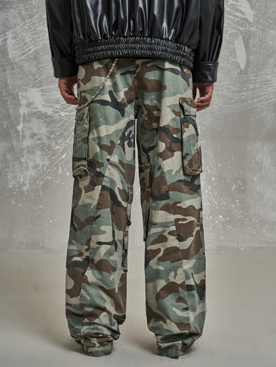 F3F Select Side Pocket Patchwork Camouflage Baggy Cargo Pants | Face 3 Face