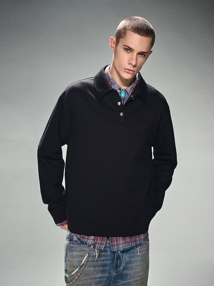 DICETINY Metal Button Long Sleeved Polo Shirt | Face 3 Face