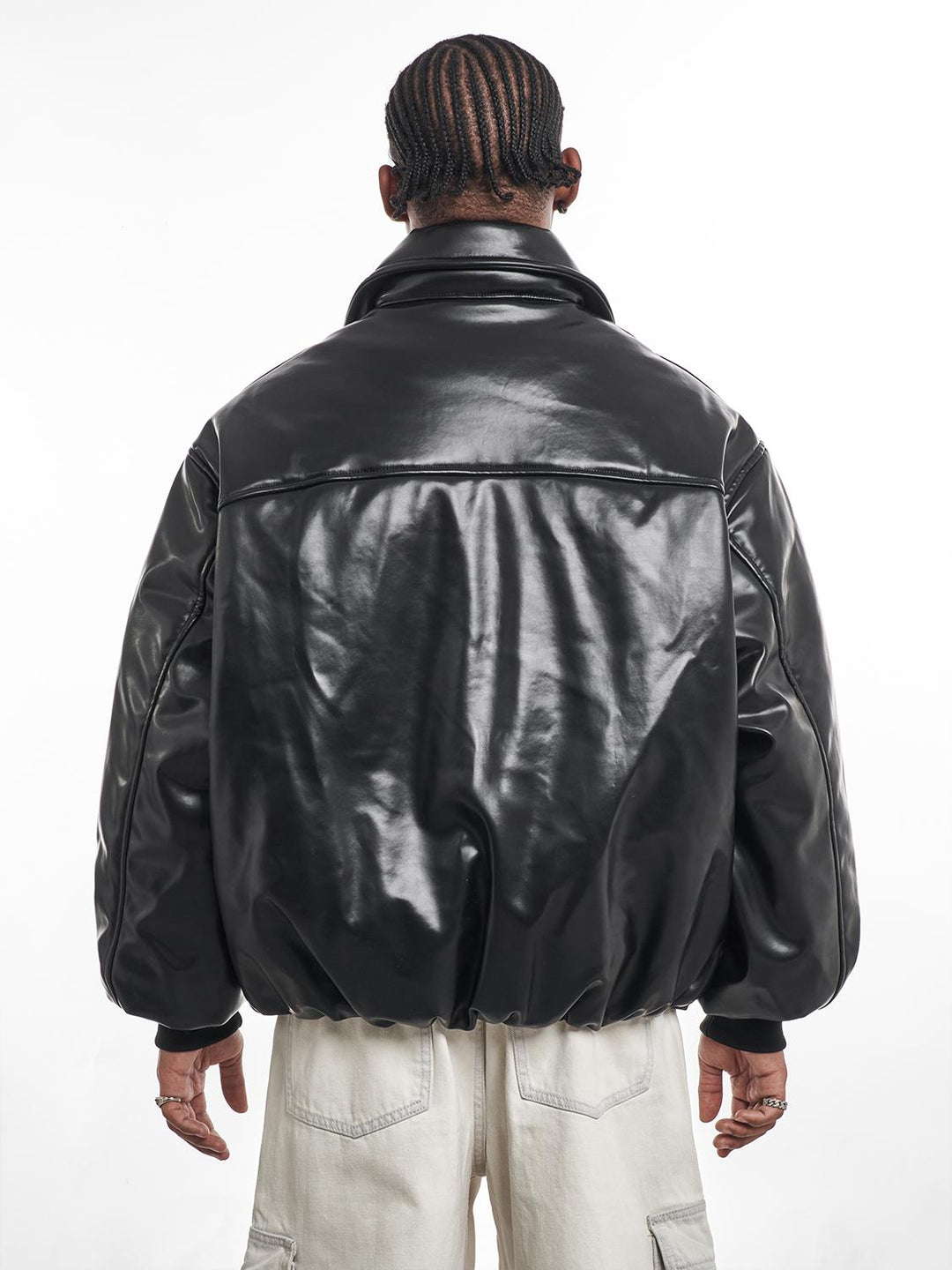 F3F Select PU Leather Bomber Puffer Jacket | Face 3 Face