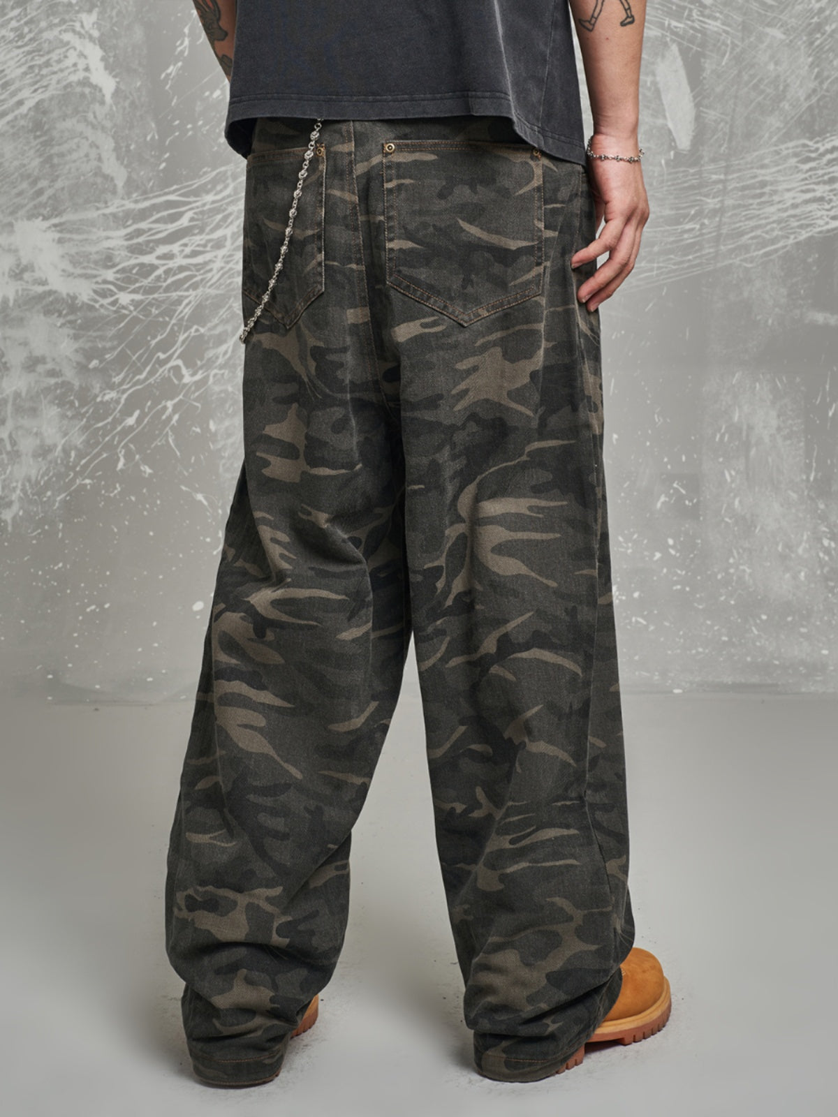 F3F Select Stacked Camouflage Baggy Work Pants | Face 3 Face