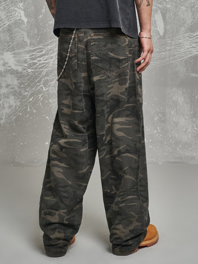 F3F Select Stacked Camouflage Baggy Work Pants | Face 3 Face