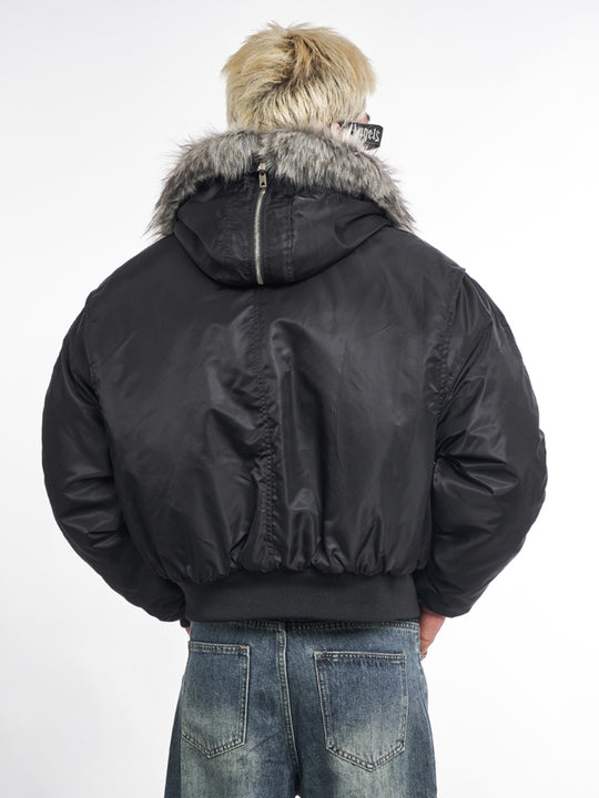 F3F Select Faux Fur Hooded MA-1 Bomber Jacket | Face 3 Face