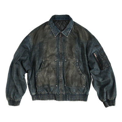 ANTIDOTE Dirty Wash MA-1 Denim Jacket | Face 3 Face